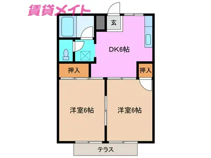 メゾンプロムナ(2DK/1階)の間取り写真