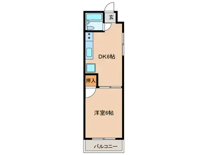 クレール東伊場(1DK/3階)の間取り写真