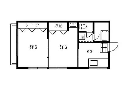 ゆたか荘(2K/2階)の間取り写真