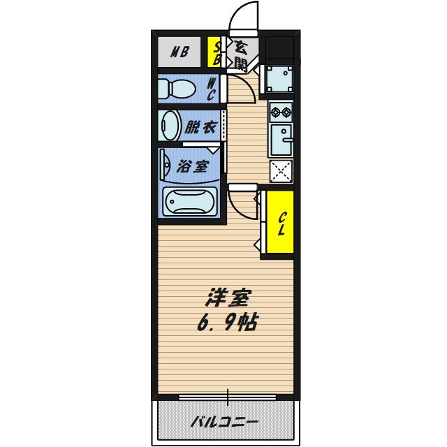 ライブカーサ城東野江(1K/2階)の間取り写真