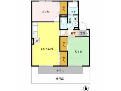 カサベルテC(2LDK/1階)の間取り写真