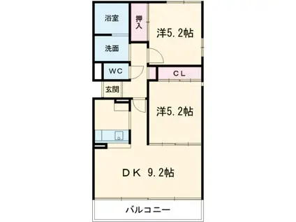 CREA(2LDK/3階)の間取り写真