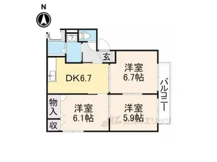 アガーペ御陵前ABCD(3DK/1階)の間取り写真