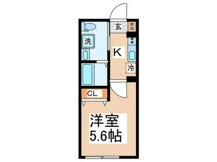 ベイルーム東門前(1K/1階)の間取り写真