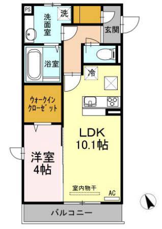 プリムローズ(1LDK/1階)の間取り写真