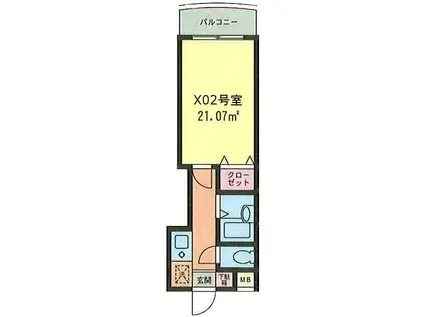 シルクガーデン馬絹(1K/1階)の間取り写真