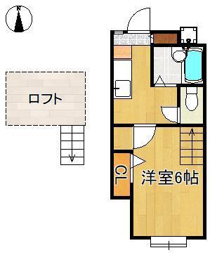 パンシオン ヴィラ プランテ E棟(ワンルーム/2階)の間取り写真