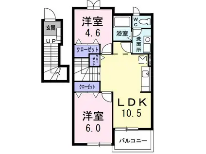 ヒルズIV(2LDK/2階)の間取り写真