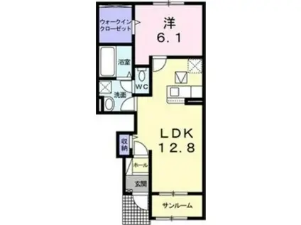 セブンヒルズI(1LDK/1階)の間取り写真