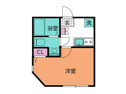 ベルエール港南(1K/3階)の間取り写真