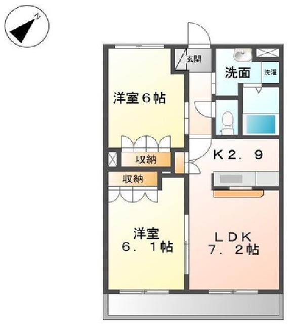 スイートピー(2LDK/2階)の間取り写真