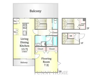 CHEZMOI(1LDK/3階)の間取り写真