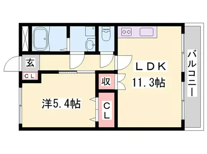 フラワーヒル(1LDK/1階)の間取り写真