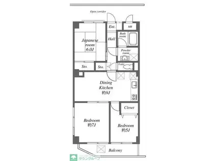 フラッツリド都筑(3DK/2階)の間取り写真