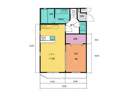 パティオ(1LDK/2階)の間取り写真