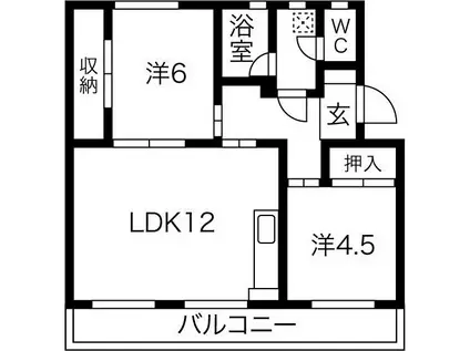セントポーリア蜆塚(2LDK/3階)の間取り写真