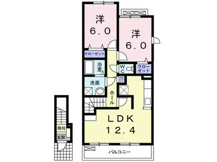 ホクレアビレッジ I(2LDK/2階)の間取り写真