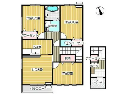 アイリス柳原A(3LDK/2階)の間取り写真