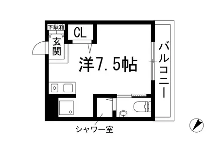 アマントリビエール鉢塚(ワンルーム/3階)の間取り写真