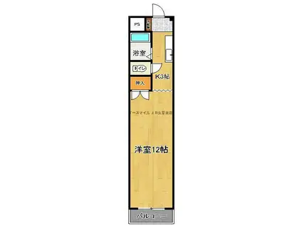 コンバーチブル(1K/3階)の間取り写真