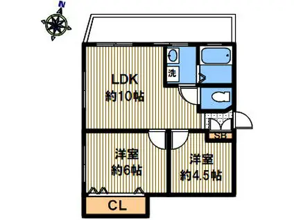 籠池マンション(2LDK/2階)の間取り写真