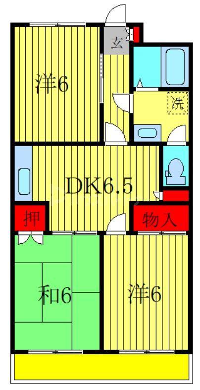 第一プラムフラワーガーデン(3DK/3階)の間取り写真