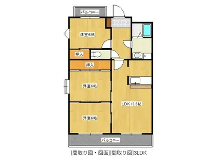 アビタシオン二日市(3LDK/2階)の間取り写真