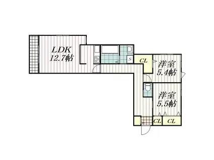 レジデンスGINKGO(2LDK/1階)の間取り写真