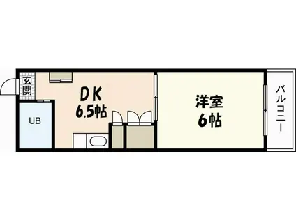 シャトー金口 (1DK/4階)の間取り写真