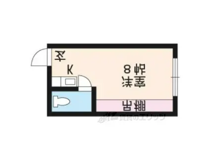 粟津ハイツ(ワンルーム/3階)の間取り写真