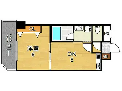 スヌーグ横堤(1DK/3階)の間取り写真