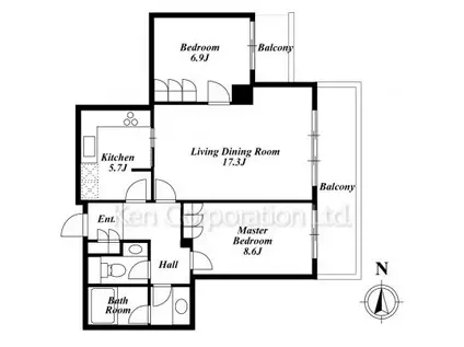 駒沢ガーデンハウス(2LDK/4階)の間取り写真