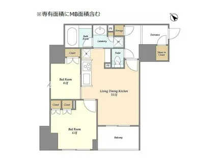 クレストコート日本橋人形町(2LDK/8階)の間取り写真