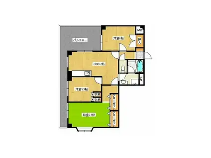 豊信ビル(3DK/4階)の間取り写真