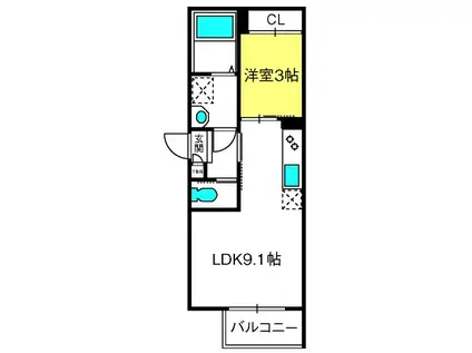 REGALEST LEA(1LDK/3階)の間取り写真