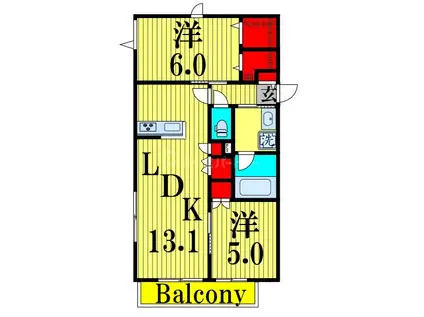 BONHEUR DE CHIEN KITAAYASE(2LDK/1階)の間取り写真