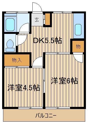 第2秋元荘(2DK/2階)の間取り写真