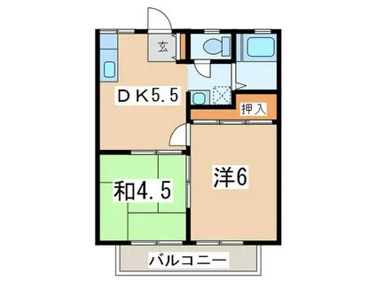サンハイツ(2DK/2階)の間取り写真