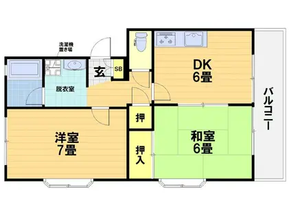 ピアレス千本(2DK/3階)の間取り写真