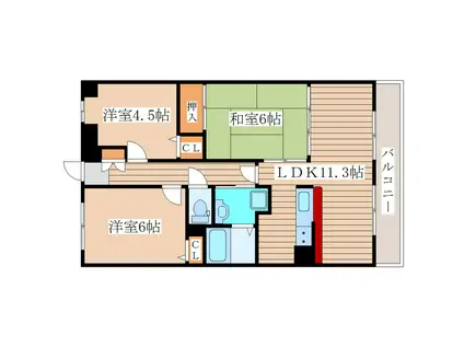 ロワールTN(3LDK/7階)の間取り写真