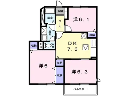 ルーラルカーサY(3DK/1階)の間取り写真