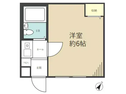 サンパルク山手(1K/2階)の間取り写真