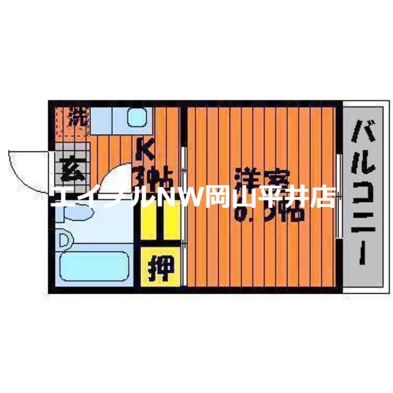 ドゥリーム浜(1K/3階)の間取り写真
