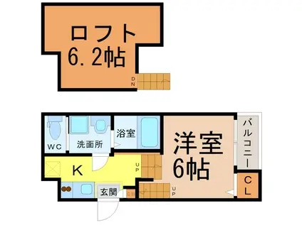 VILLETTA辻町(1K/2階)の間取り写真