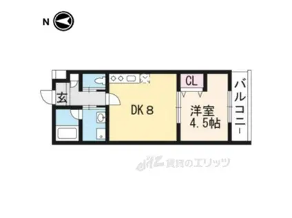 リアン桂ウエスト(1LDK/1階)の間取り写真