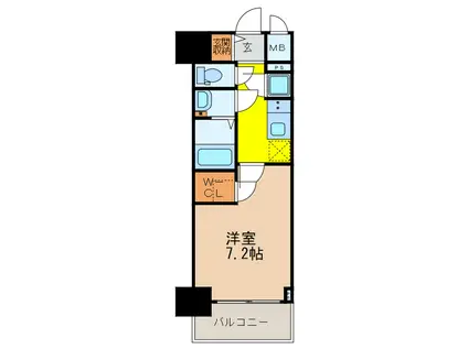 ファーストフィオーレ福島野田II(1K/10階)の間取り写真