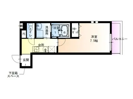フジパレス遠里小野ノース(1K/3階)の間取り写真