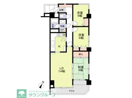 レジデンス山手(3LDK/1階)の間取り写真