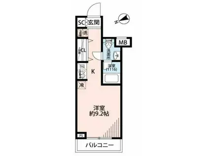 プレール・ドゥーク方南町(ワンルーム/1階)の間取り写真