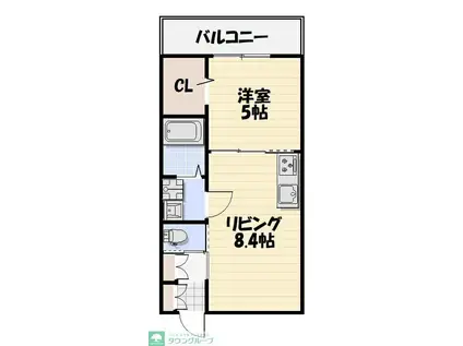 LIKES飯山満町A棟(1LDK/2階)の間取り写真